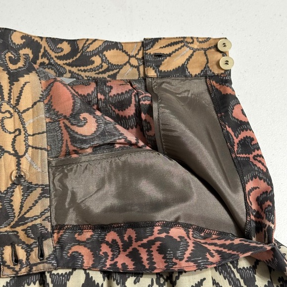 Intuition Vintage Pleated Midi Skirt Floral Print Black Peach Gray Retro Boho 12 - Picture 5 of 7